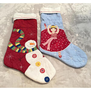 Pottery Barn Kids Christmas Stockings Snowman and Ballerina
